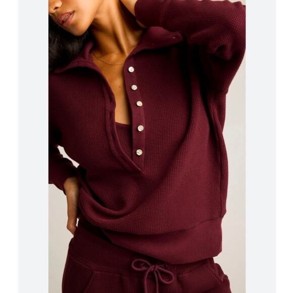 Negative Underwear Sz S Waffle Knit Pullover in Garnet Luxorious Loungewear - Picture 1 of 16